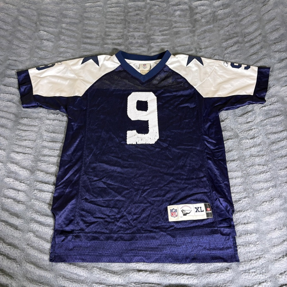 Reebok Dallas Cowboys Tony Romo 9 Jersey Youth XL Blue NFL Vintage Throwback
